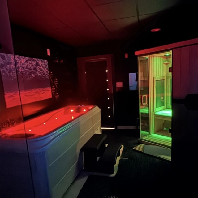 Flot Tank And Sauna With Green Lighting