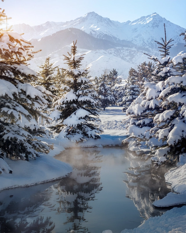 Icy Landscape With Hot Springs