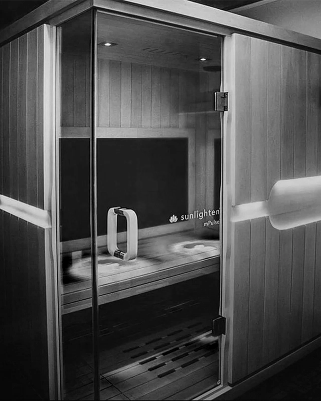 Wooden Infrared Sauna With Black And White Filter